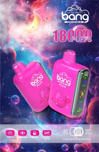 Bang Pulse 18K 18000 Puffs Adjustable Airflow 26ml E-liquid 0% 2% 3% 5% Nicotine Type-C Charging Disposable Vape