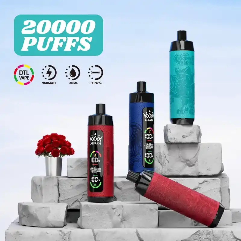 AL FAKHER CROWN BAR 20K(20000) Puffs 30ML E-liquid LCD Screen Leather Wrap 850mAh Type-C Battery Disposable Vape