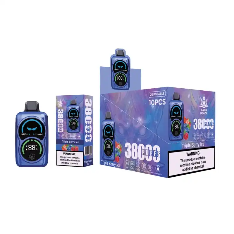Bang Beach 38K(38000) Puffs Fingerprint LED Display 0% 2% 3% 5% Nicotine 38 ml E-liquid Disposable Vape