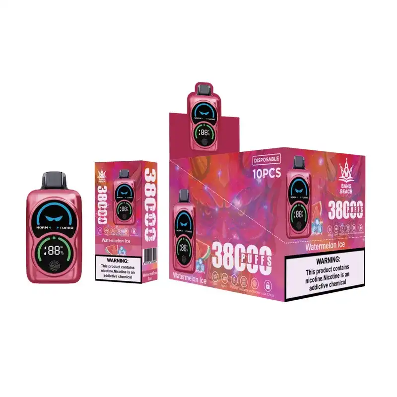 Bang Beach 38K(38000) Puffs Fingerprint LED Display 0% 2% 3% 5% Nicotine 38 ml E-liquid Disposable Vape