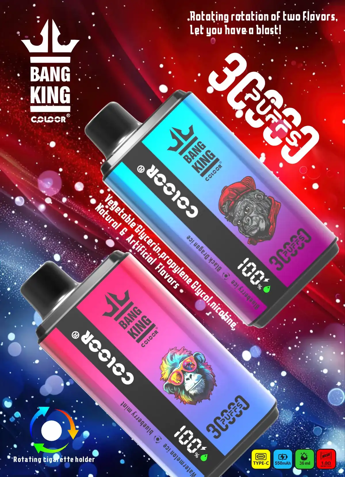 Bang King 30000Puffs Double Taste Disposable Vape