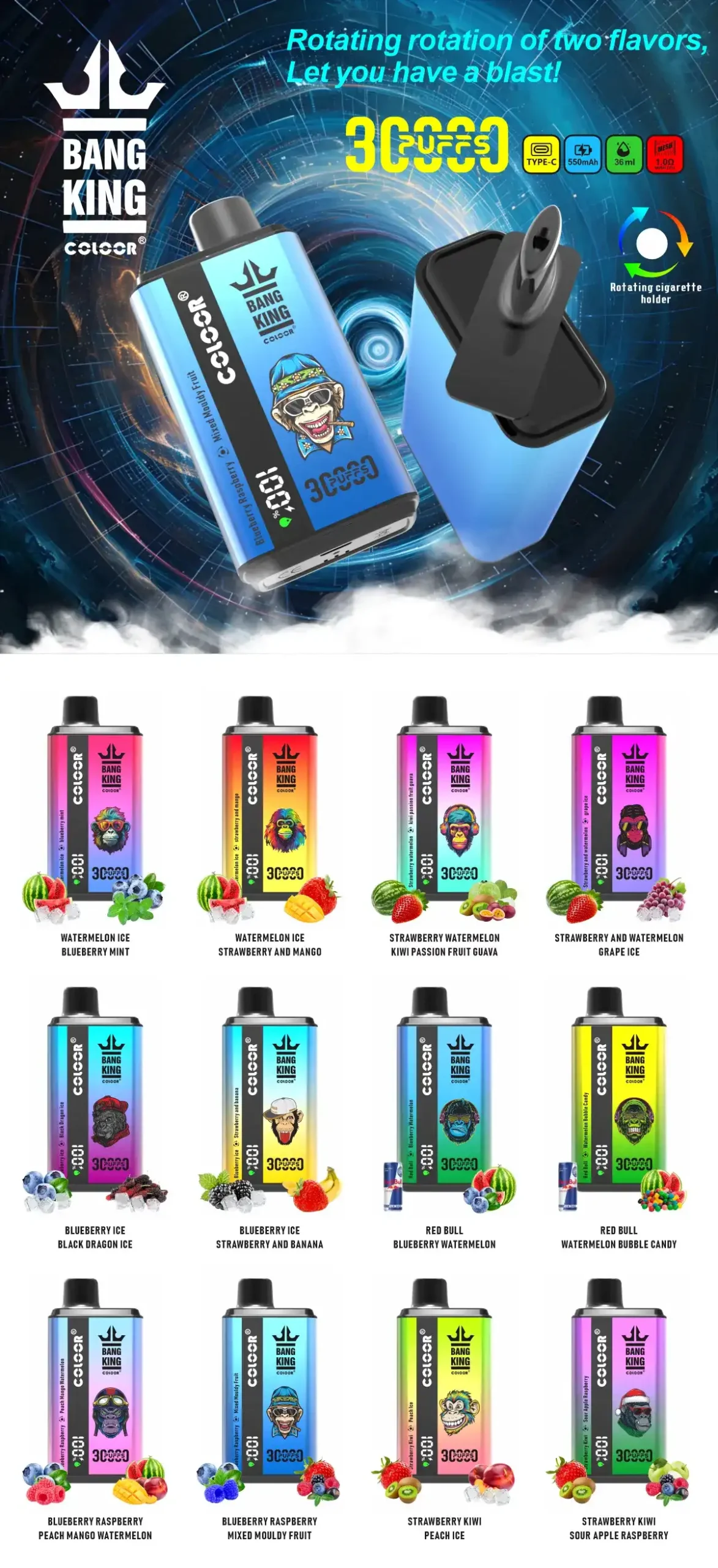 Bang King 30000Puffs Double Taste Disposable Vape