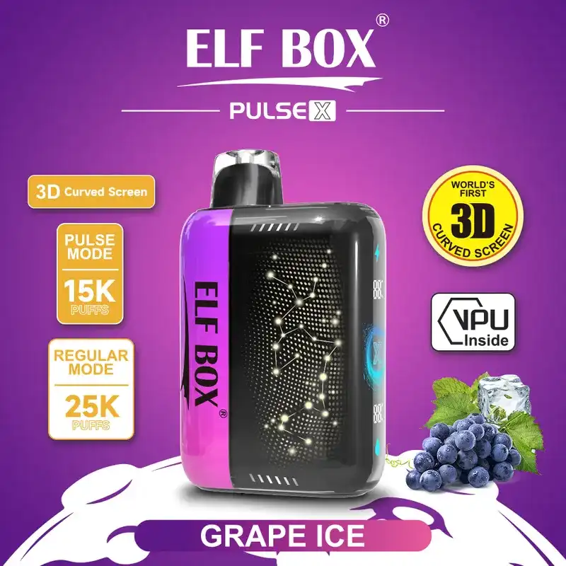 ELF BOX PULSE X 25k (25000) Puffs 3D Curved Screen 18ml E-liquid Beautiful Disposable Vape