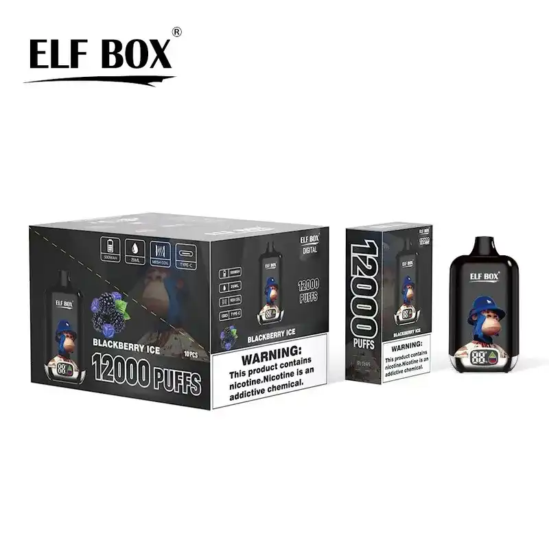 24h-vape.com ELF Box Digital 12K(12000) puffs LED Display 25ml E-liquid 0% 2% 3% 5% Nicotine Type-C Rechargeable Disposable Vape