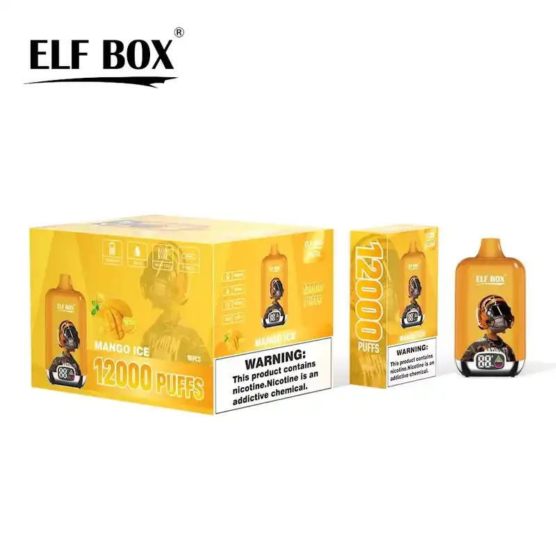 ELF Box Digital 12K(12000) puffs LED Display 25ml E-liquid 0% 2% 3% 5% Nicotine Type-C Rechargeable Disposable Vape