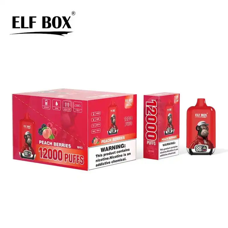 ELF Box Digital 12K(12000) puffs LED Display 25ml E-liquid 0% 2% 3% 5% Nicotine Type-C Rechargeable Disposable Vape