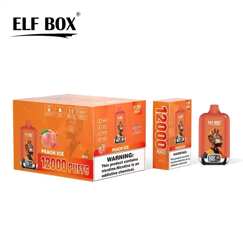 ELF Box Digital 12K(12000) puffs LED Display 25ml E-liquid 0% 2% 3% 5% Nicotine Type-C Rechargeable Disposable Vape