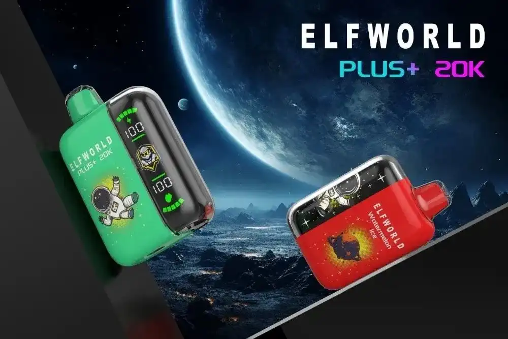 Elfworld PLUS 20000 Puffs nicotine strengths: 0%, 2%, 3%, and 5% LCD Screen Display 22ml e-liquid capacity Display Disposable Vape