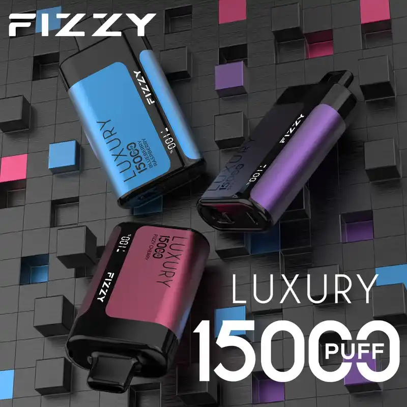 Fizzy Luxury 15K (15000) Puffs 22ML E-liquid Mesh Coil LCD Screen Adjustable Air Flow 15flavors 650mAh Rechargeable Battery 2% 5% Nicotine Disposable Vape