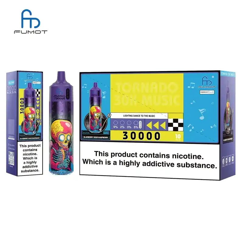 RandM Fumot Tornado 30K (300000) Puffs Music Lighting 2% 5% Nicotine Type-C Charging 30mL of E-liquid Disposable Vape