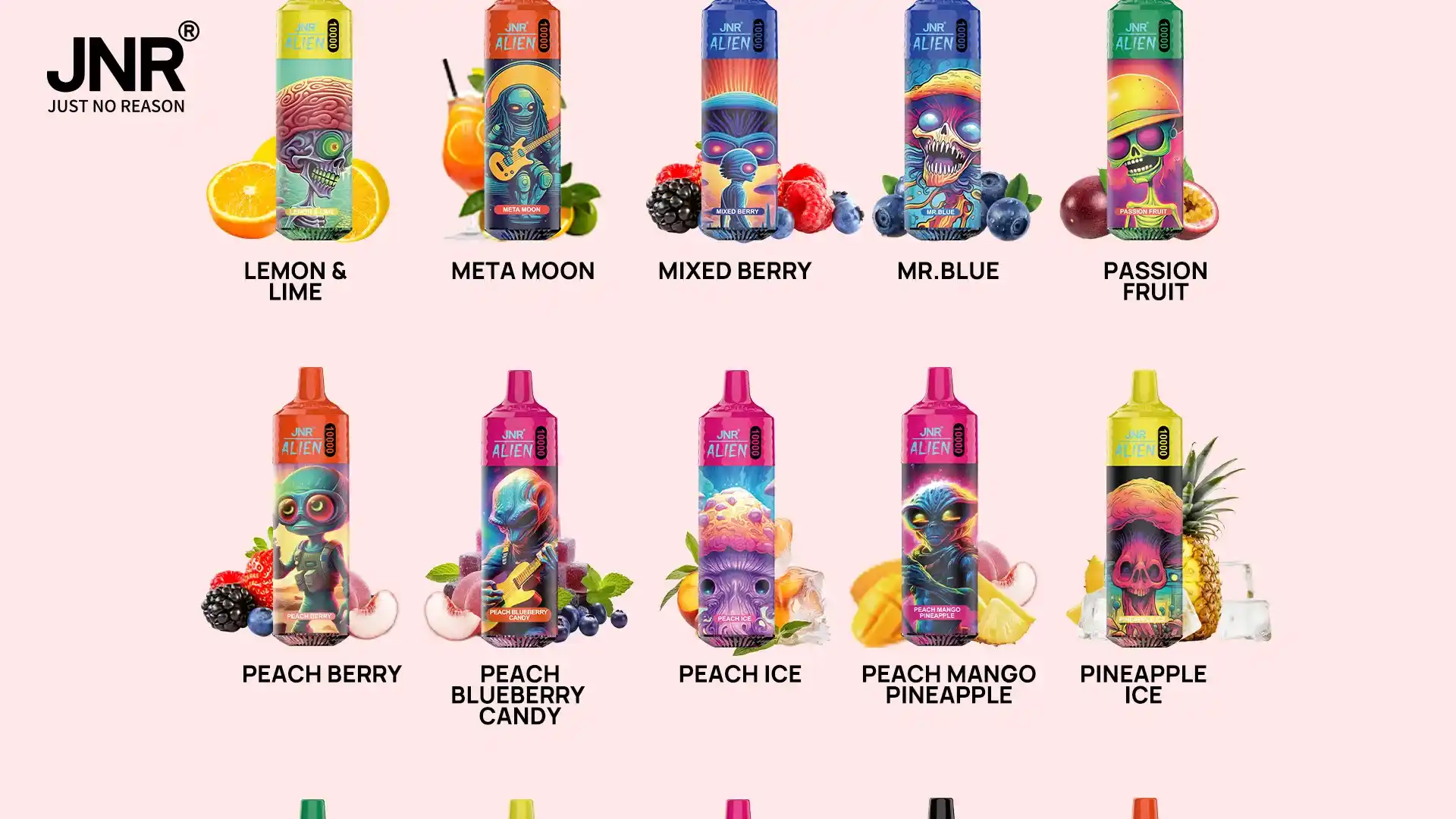 JNR Alien 10K (10000) Puffs 2% 5% Nicotine 20ML E-liquid 850mAh Rechargeable Battery LED (RGB) Lights Disposable Vape