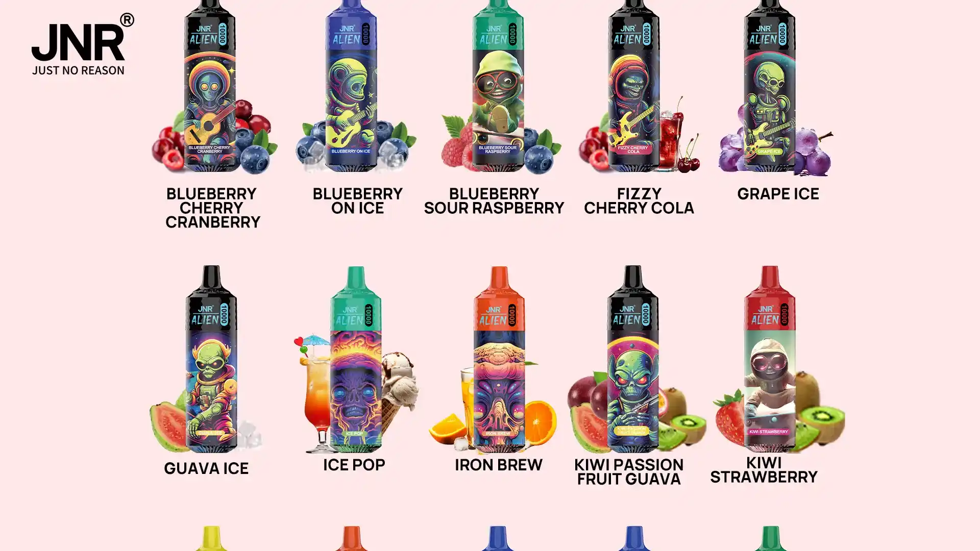 JNR Alien 10K (10000) Puffs 2% 5% Nicotine 20ML E-liquid 850mAh Rechargeable Battery LED (RGB) Lights Disposable Vape