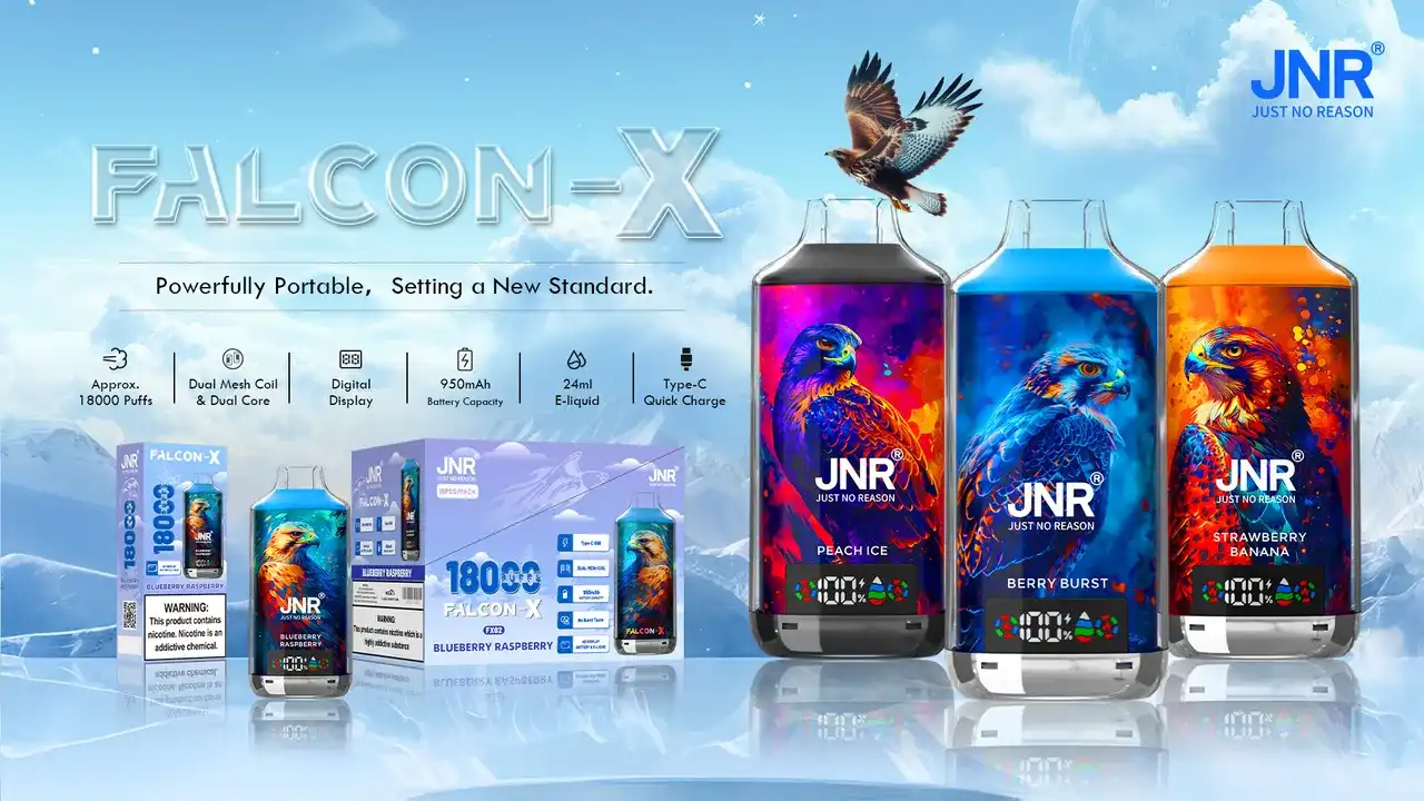 JNR Falcon X 18K (18000) Puffs LED Display 2% Nicotine 24ml E-liquid Disposable Vape