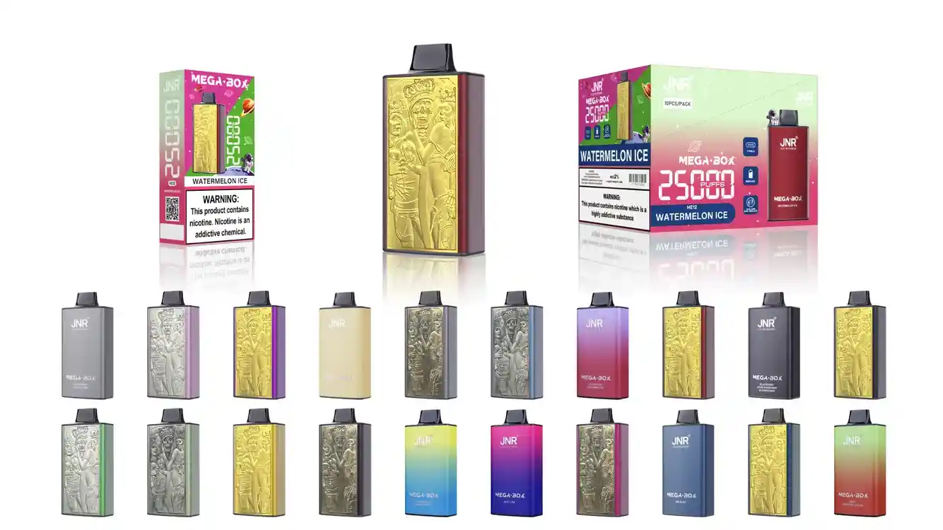 JNR Mega Box 25K (25000) Puffs 3D Texture 2% 5% Nicotine 30ML E-liquid 850mAh Powerbank Battery Disposable Vape