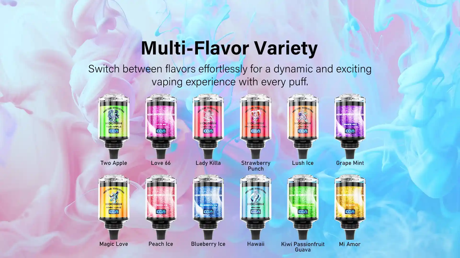 JNR Mega Shisha Hookah 100K (100000) Puffs 2% 5% Nicotine 2200mAh Rechargeable Battery Direct-to-Lung (DTL) Vaping 60mL E-liquid Ultimate Vape
