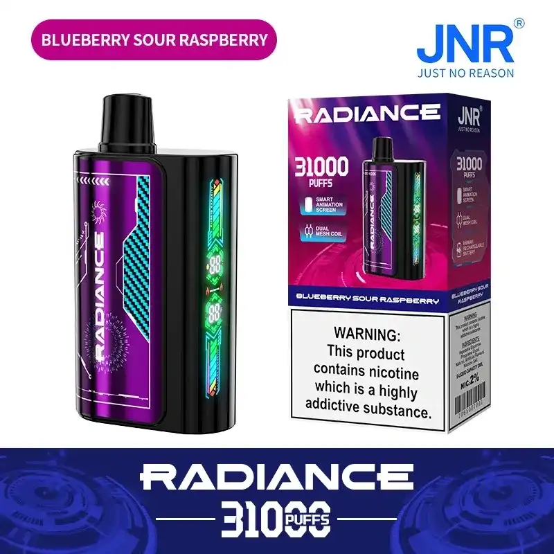 JNR Radiance 31K (31000) Puffs LED Display 0% 2% 5% Nicotine 28ml E-liquid 950mAh Rechargeable Battery Disposable Vape