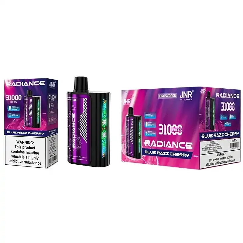 JNR Radiance 31K (31000) Puffs LED Display 0% 2% 5% Nicotine 28ml E-liquid 950mAh Rechargeable Battery Disposable Vape