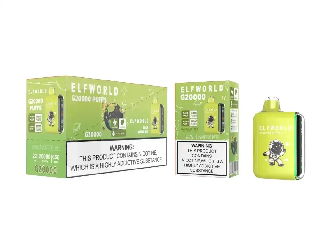 Elfworld PLUS 20000 Puffs nicotine strengths: 0%, 2%, 3%, and 5% LCD Screen Display 22ml e-liquid capacity Display Disposable Vape