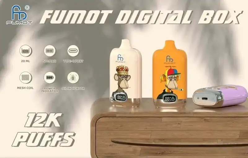 RandM Fumot Digital Box 12K (12000) Puffs 2% 5% Nicotine 20 ML E-liquid 850mAh Battery Disposable Vape