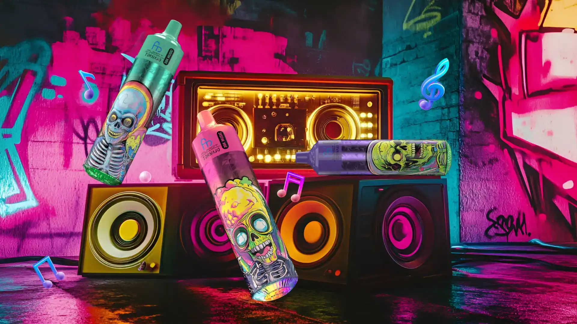 RandM Fumot Tornado 30K (300000) Puffs Music Lighting 2% 5% Nicotine Type-C Charging 30mL of E-liquid Disposable Vape
