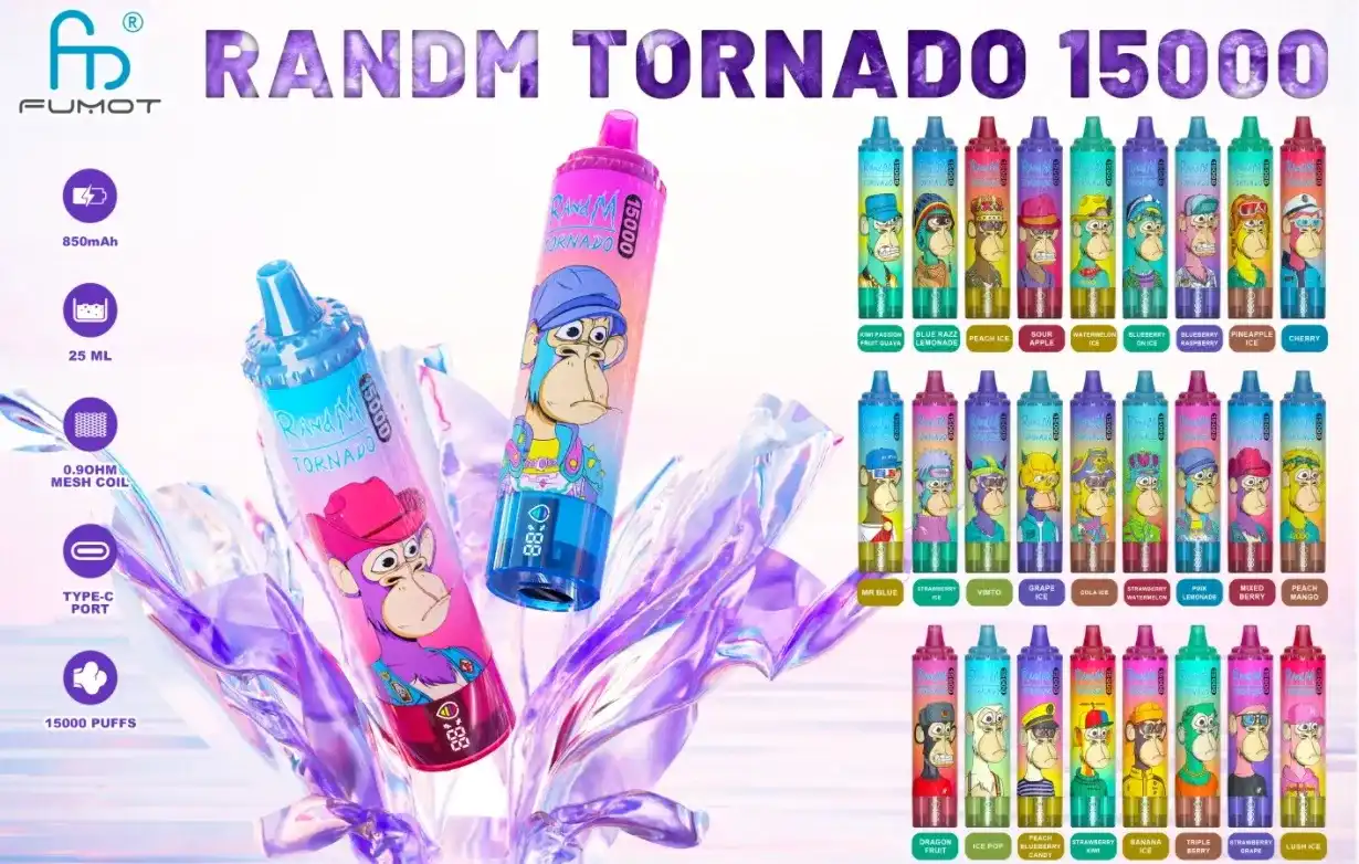 RandM Tornado 15K (15000) Puffs LED Display 25ml E-liquid 850mAh Rechargeable Battery 2% 5% Nicotine Disposable Vape 24h-vape.com