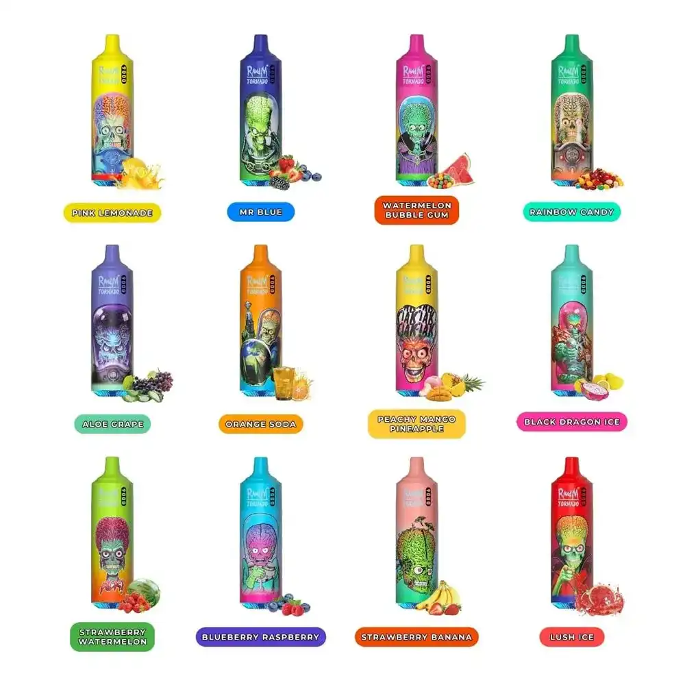 RandM Tornado 9K (9000) Puffs 850mAh Battery 18ml E-juice 2% 5% Nicotine RGB Light Disposable Vape