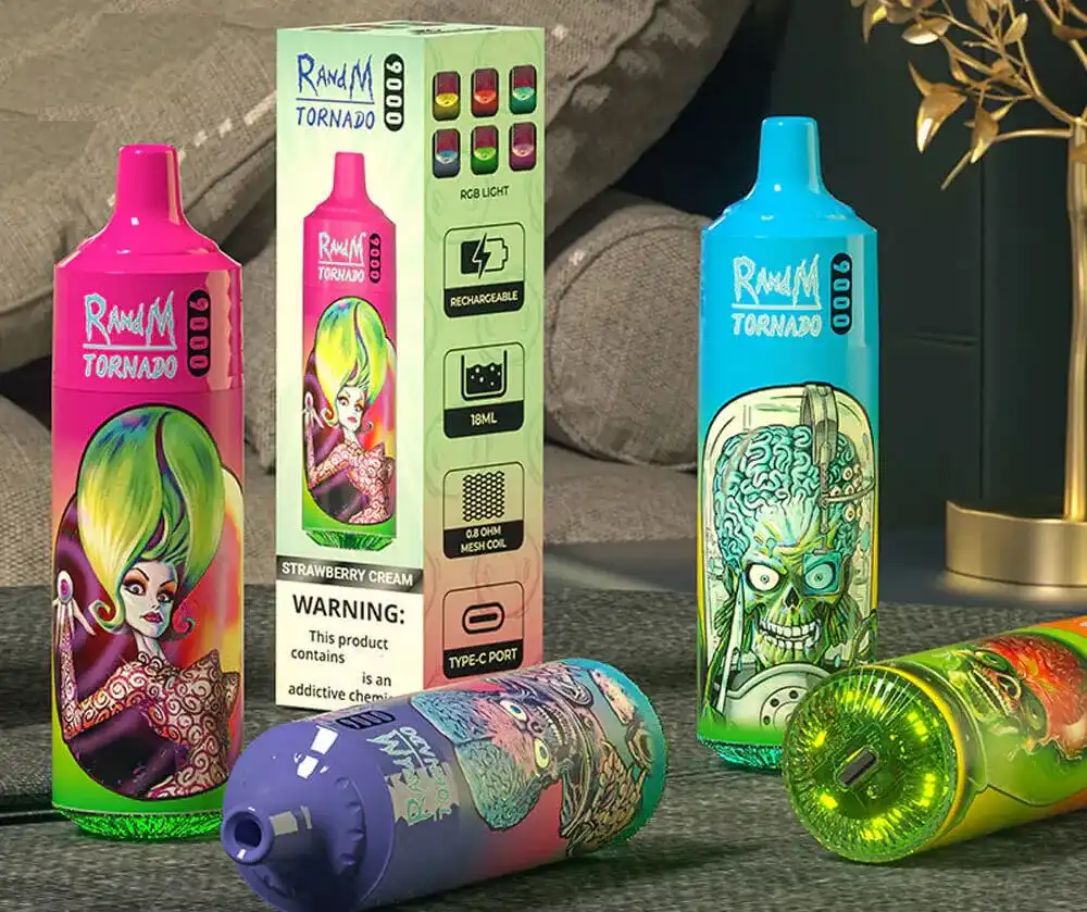 RandM Tornado 9K (9000) Puffs 850mAh Battery 18ml E-juice 2% 5% Nicotine RGB Light Disposable Vape