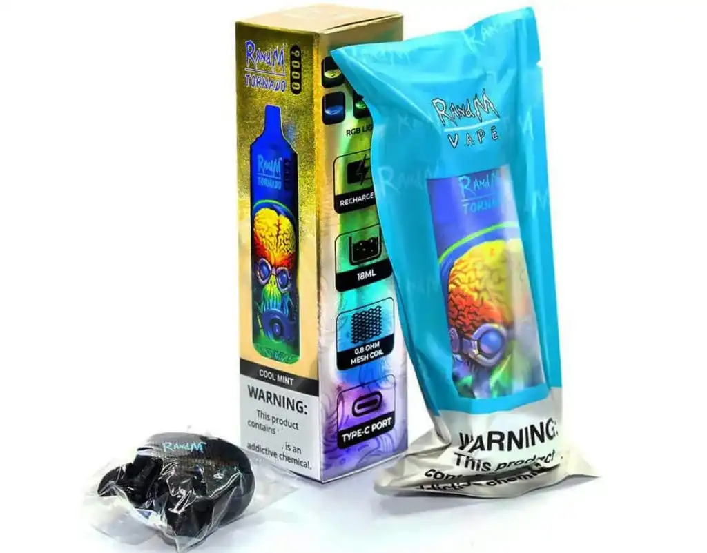 RandM Tornado 9K (9000) Puffs 850mAh Battery 18ml E-juice 2% 5% Nicotine RGB Light Disposable Vape