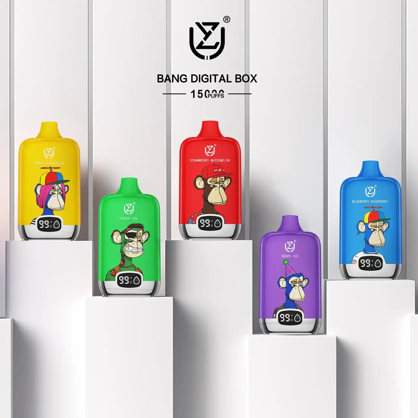 UZY Bang DIgital 15K (15000) Puffs 2% 5% Nicotine LCD Screen 20ml Pre-filled E-juice 850mAh Battery Disposable Vape