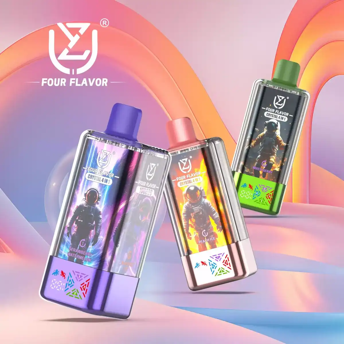 UZY Crystal 100k (100000) Puff (4in 1) Four Flavors 56ml E-Liquid 650mAh Battery Rechargeable 0% 2% 3% 5% Nicotine Disposable Vape
