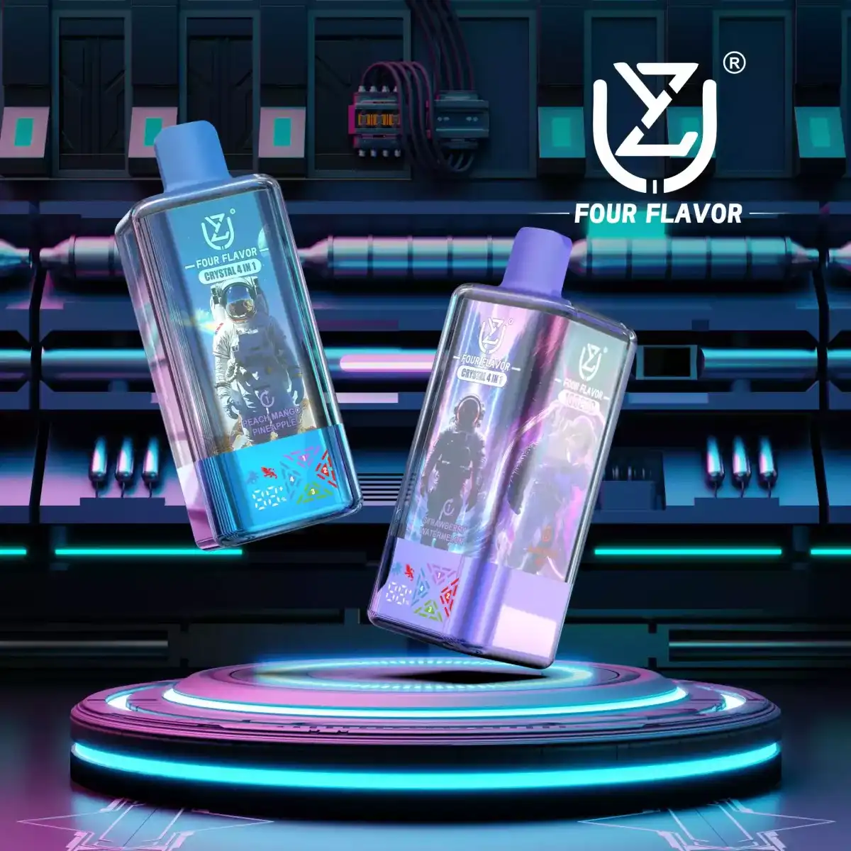 UZY Crystal 100k (100000) Puff (4in 1) Four Flavors 56ml E-Liquid 650mAh Battery Rechargeable 0% 2% 3% 5% Nicotine Disposable Vape
