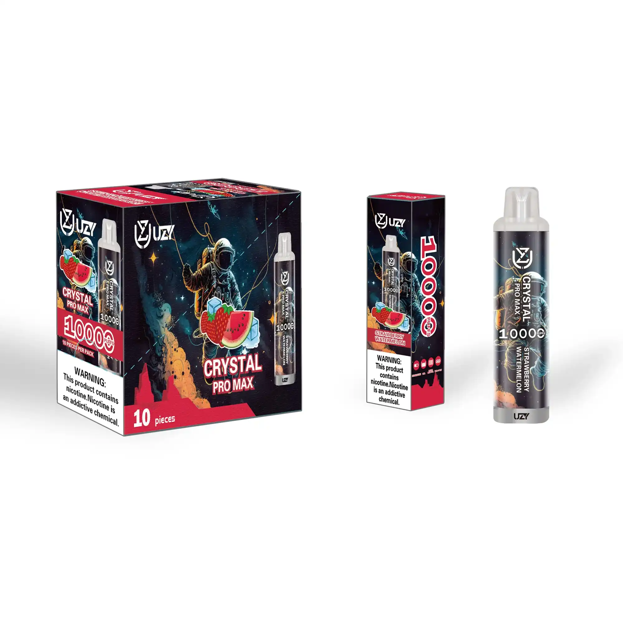 UZY Crystal Pro Max 10K (10000) Puffs 16.0ML E-Liquid 650mAh Battery Rechargeable 2%-5% Nicotine Disposable Vape