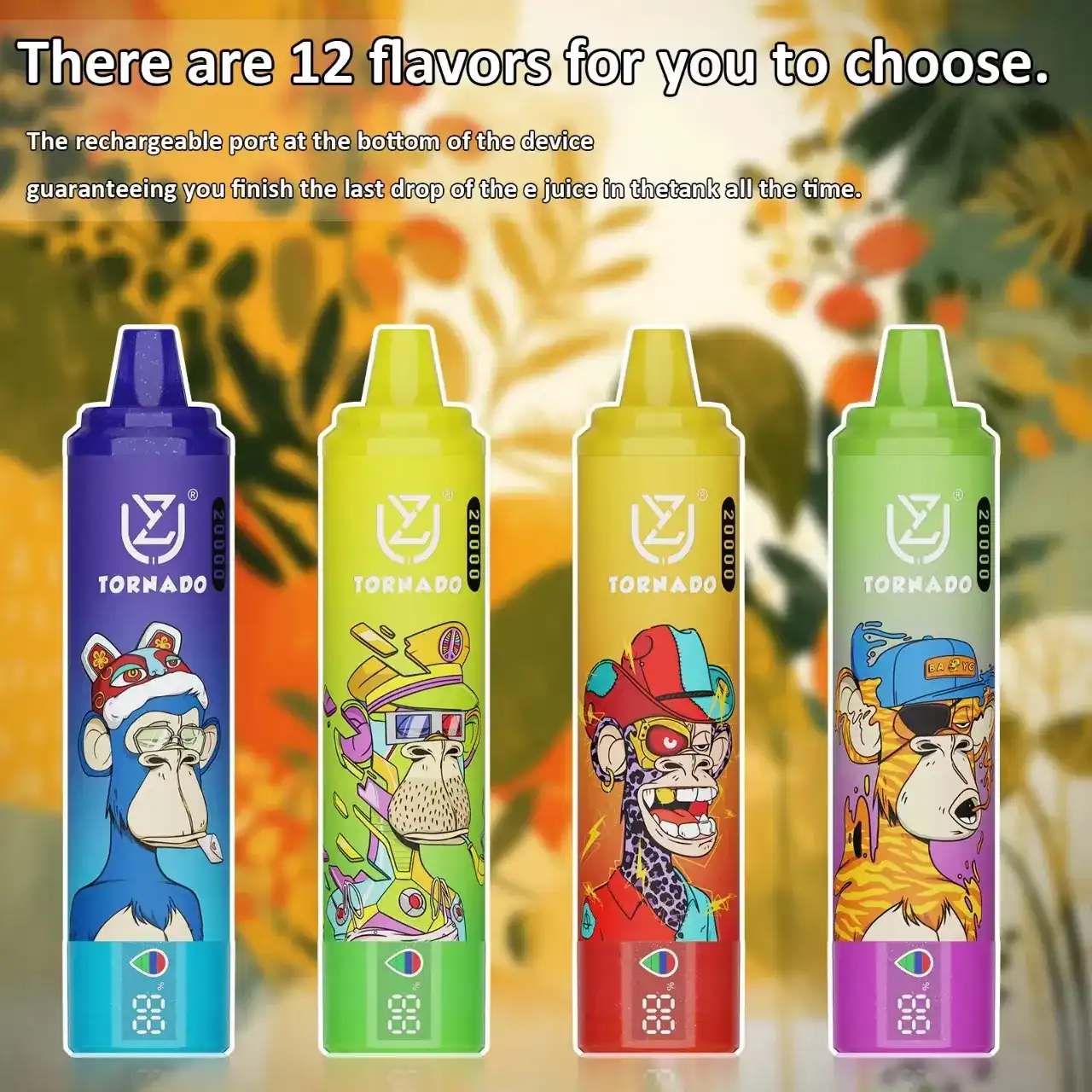 UZY Tornado 20K (20000) Puffs 2% 5% Nicotine 28ml E-liquid LED Display Type-C Rechargeable Disposable Vape Pen