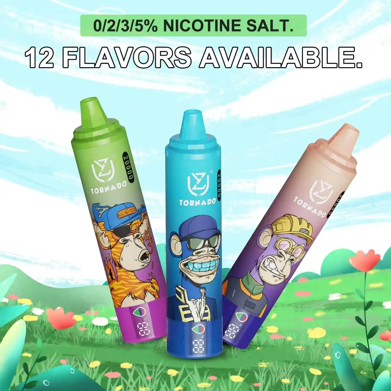 UZY Tornado 20K (20000) Puffs 2% 5% Nicotine 28ml E-liquid LED Display Type-C Rechargeable Disposable Vape Pen