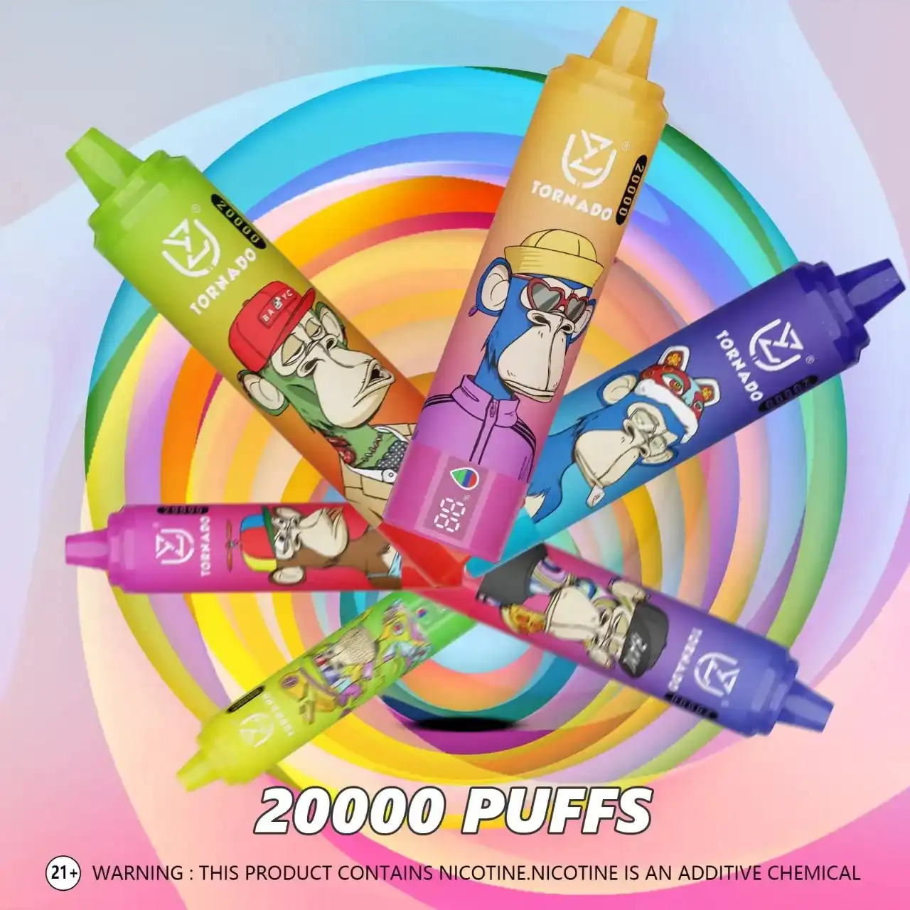 UZY Tornado 20K (20000) Puffs 2% 5% Nicotine 28ml E-liquid LED Display Type-C Rechargeable Disposable Vape Pen