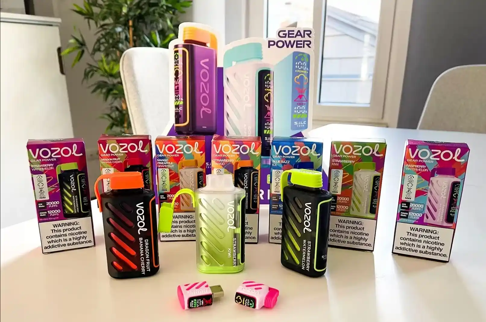 Vozol Gear Power 20K (20000) Puffs Full Screen Display 20mL E-liquid 2% 5% Nicotine USB Type-C Charging Disposable Vape
