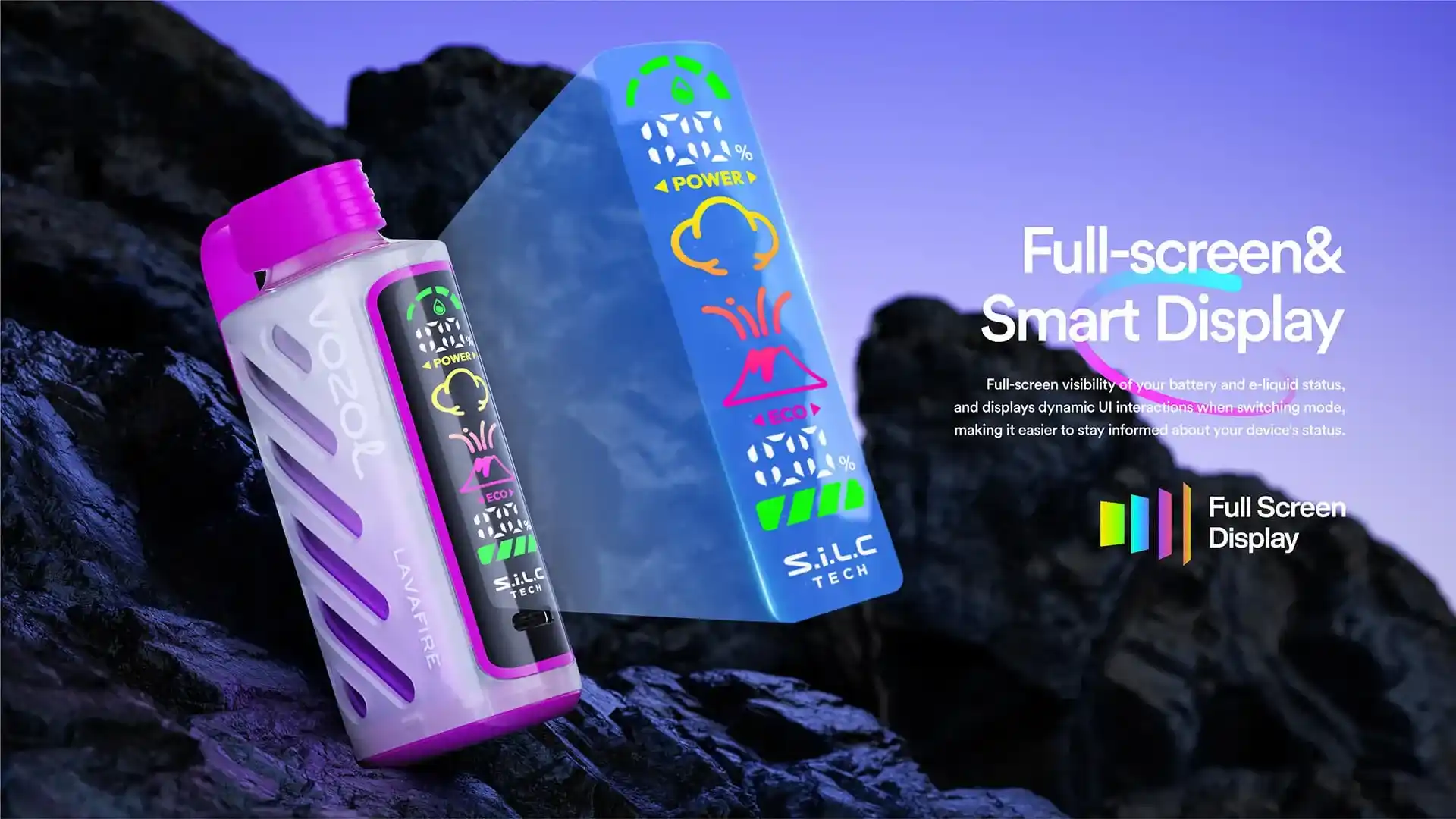 Vozol Gear Power 20K (20000) Puffs Full Screen Display 20mL E-liquid 2% 5% Nicotine USB Type-C Charging Disposable Vape