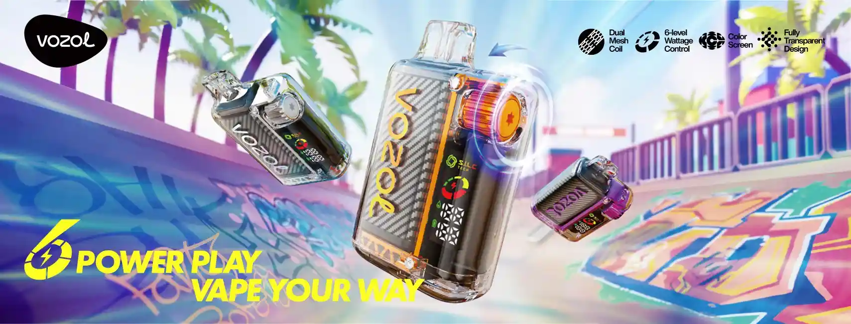 Vozol Vista 20K (20000) Puffs LCD Screen 24mL E-liquid 0% 2% 5% Nicotine USB Type-C Charging Disposable Vape