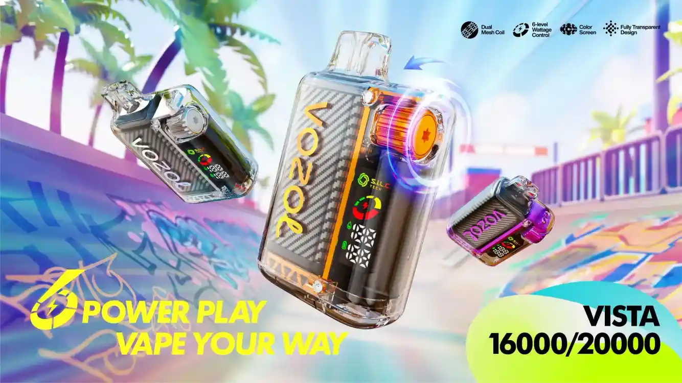 Vozol Vista 20K (20000) Puffs LCD Screen 24mL E-liquid 0% 2% 5% Nicotine USB Type-C Charging Disposable Vape