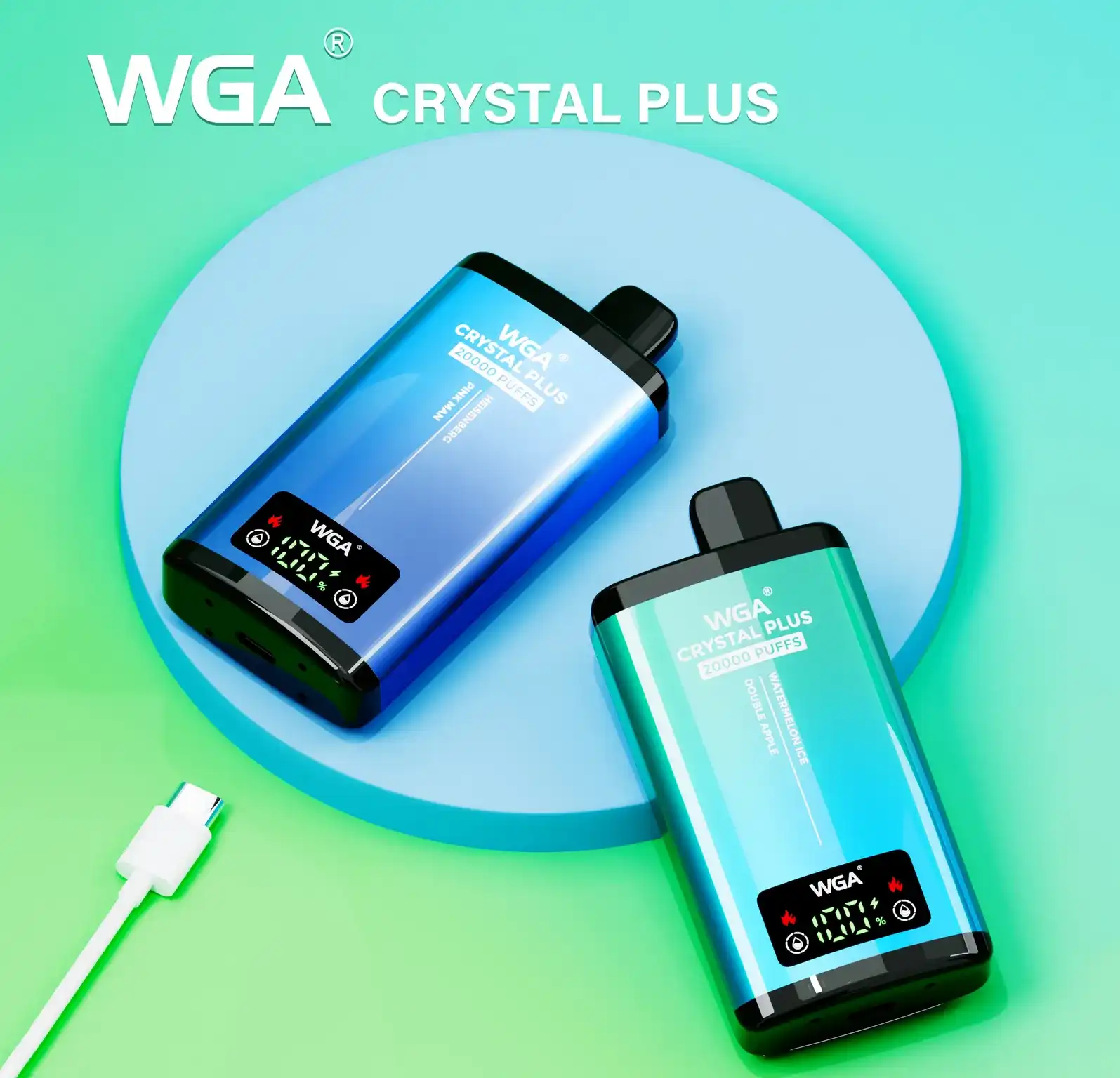 WGA Crystal Plus 20k (20000) Puffs Switchable Taste Function Dual Flavors 2% 5% Nicotine Adjustable Airflow Disposable Vape