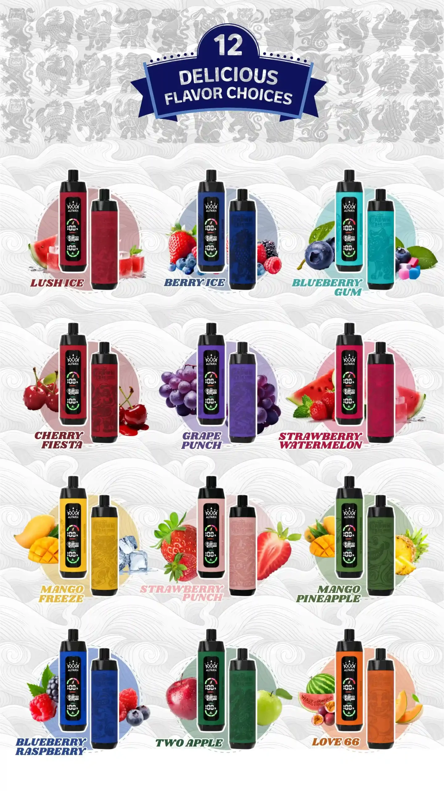 AL FAKHER CROWN BAR 20K(20000) Puffs 30ML E-liquid LCD Screen Leather Wrap 850mAh Type-C Battery Disposable Vape