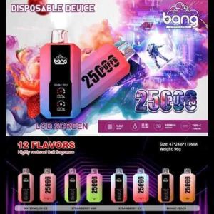 Bang 25K(25000) Puffs LCD Display 30ml E-liquid 650 mAh Battery 0% 2% 3% 5% NicotineDisposable Vape
