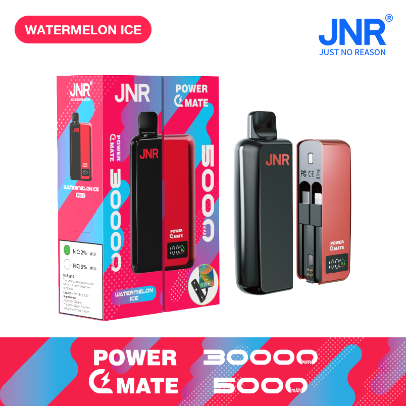 24h-vape.com JNR POWER MATE 30K(30000) Puffs 30ML E-liquid Smart LCD Screen 2% 5% Nicotine 5000mAh Powerbank Battery Disposable Vape