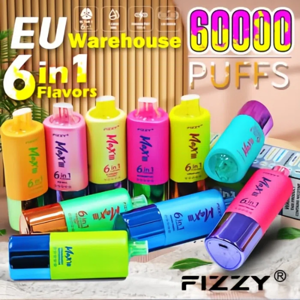 Fizzy Max III 6in1 60K 60000 Puffs Rechargeable Disposable Vape – Flavor Box (6-Pack)