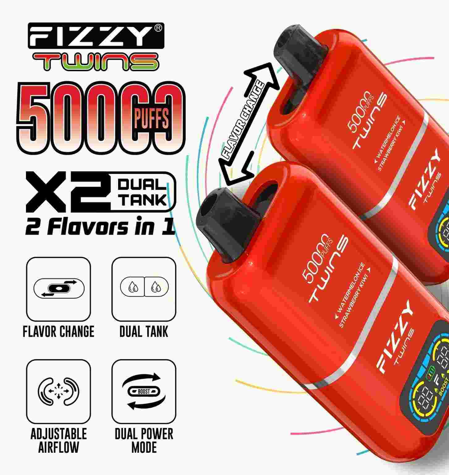 Fizzy Twins 50000 Puffs Dual Flavor Disposable Vape