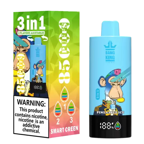 Bang King 85K (85000) Puffs 3 In 1 Triple Flavor Newest Original 600MAh Rechargeable LCD Display 2% 3% 5% Nicotine Disposable Vape 5 Bang King 85K (85000) Puffs 3 In 1 Triple Flavor Newest Original 600MAh Rechargeable LCD Display 2% 3% 5% Nicotine Disposable Vape