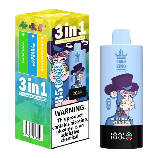 Bang King 85K (85000) Puffs 3 In 1 Triple Flavor Newest Original 600MAh Rechargeable LCD Display 2% 3% 5% Nicotine Disposable Vape 10 Bang King 85K (85000) Puffs 3 In 1 Triple Flavor Newest Original 600MAh Rechargeable LCD Display 2% 3% 5% Nicotine Disposable Vape