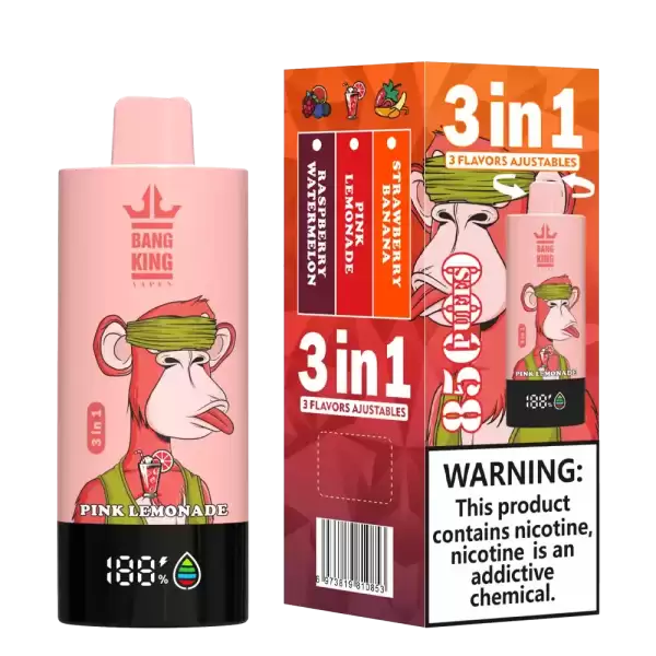 Bang King 85K (85000) Puffs 3 In 1 Triple Flavor Newest Original 600MAh Rechargeable LCD Display 2% 3% 5% Nicotine Disposable Vape 12 Bang King 85K (85000) Puffs 3 In 1 Triple Flavor Newest Original 600MAh Rechargeable LCD Display 2% 3% 5% Nicotine Disposable Vape