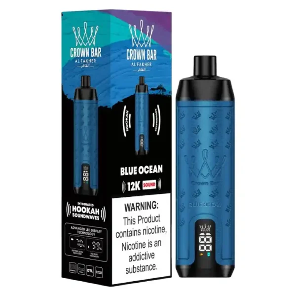 Al Fakher Crown Bar 12K (12000) Puffs 22ML E-liquid Direct-To-Lung (DTL) Leather Wrap 600mAh Type-C Battery Disposable Vape