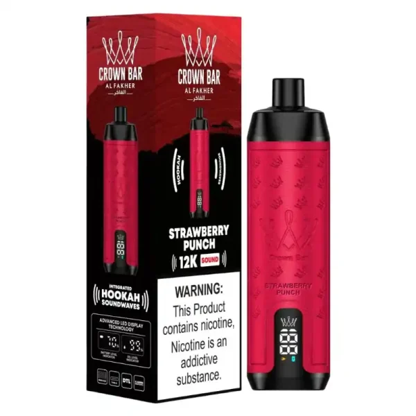 Al Fakher Crown Bar 12K (12000) Puffs 22ML E-liquid Direct-To-Lung (DTL) Leather Wrap 600mAh Type-C Battery Disposable Vape